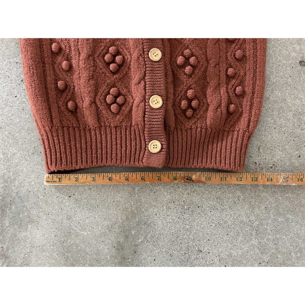 Vintage‎ Newport News 100% Wool Popcorn Sweater Cardigan Classic Clean Small - Picture 5 of 9